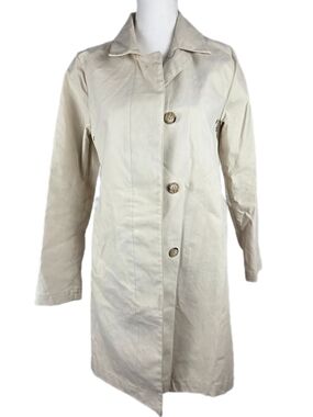 Vintage 90s GAP Classic Women's Cream Single-Breasted Trench Car Coat